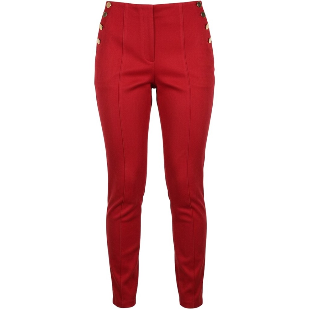 Marc New York Red Faux Suede High Rise Gold Button Slim Pants L
